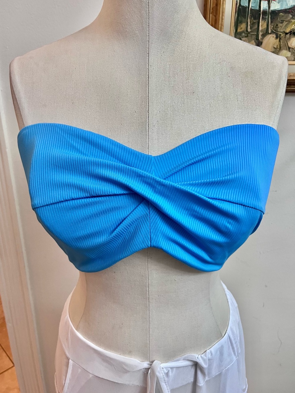 Victoria's Secret Turquoise Ribbed Bandeau Top woman swimwear